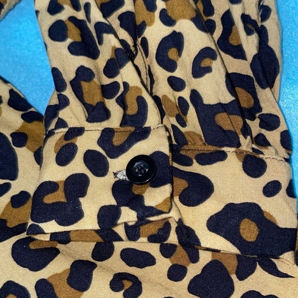 AMARYLLIS leopard print button up high low bow tie neck long sleeve NEW size 3X - Picture 5 of 13